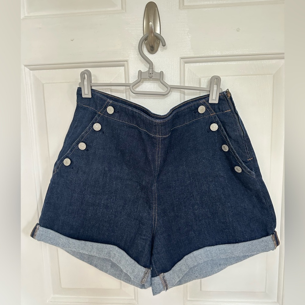 Banana Republic Dark Blue Jean Shorts with Button Detail